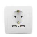 Excellway 1.5A/2A Dual USB Ports Wall Charger Power Adapter Socket Outlet Panel EU Plug Mount