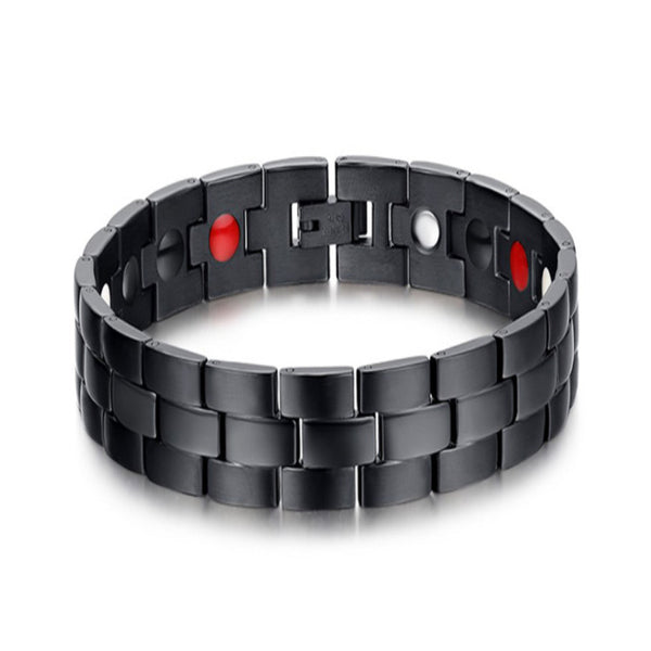 Black Stainless Steel Magnet Health Healing Men Bracelet Jewelry Gift