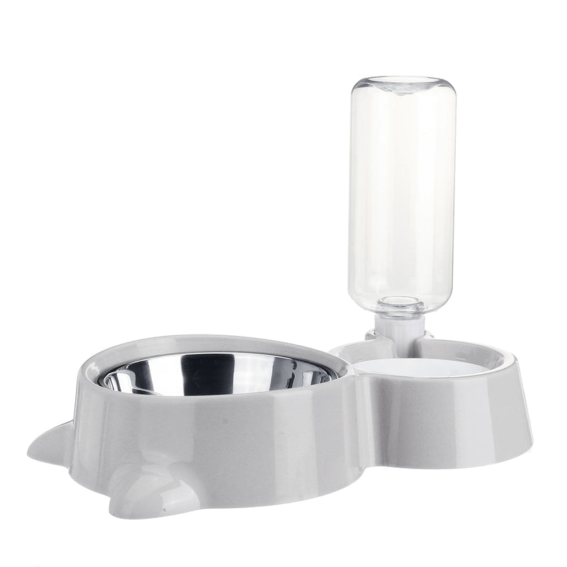 Automatic Pet Dog Cat Smart Food Water Feeder Bowl Dish W/ 500ml Bottle Drink