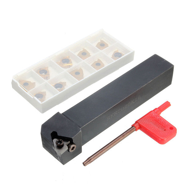 SER2020K16 20x125mm Lathe Turning Tool Holder Boring Bar With 10pcs 16ER AG60 Inserts