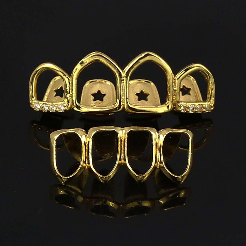 Unisex Women Men Rose Gold Plated Hip Hop Teeth Grill Top Bottom Tooth Dental Tools