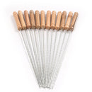 12 Pieces 38cm Barbecue Skewers Wooden Handle BBQ Meat Needle Roast Fork Kebab Stick Barbecue Tools