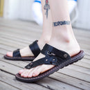 Summer Men Large Size Two Wear Clip Toe Leather Sport Beach Casual Shoes Sandals