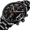 CRRJU 2261 Men Calendar Fashion Dial Simple Needle Full Steel Strap Luminous Display Quartz Watch