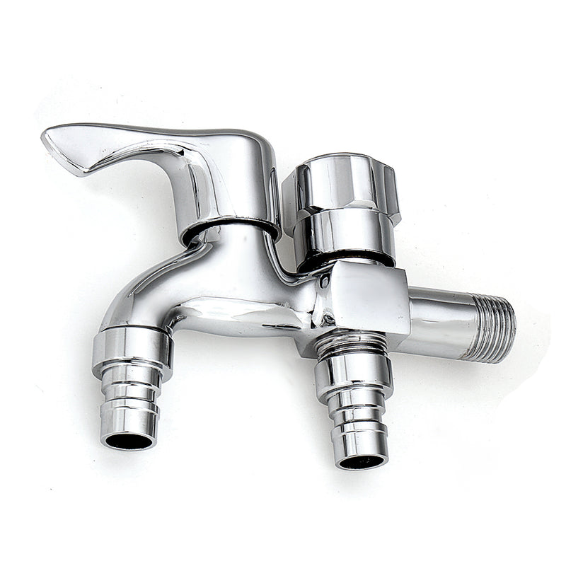 Wall Mount Single Cold Washing Machine Faucet 1/2'' Double Spouts 2 Handles Water Tap Garden Faucet Bathroom Bidet Faucet