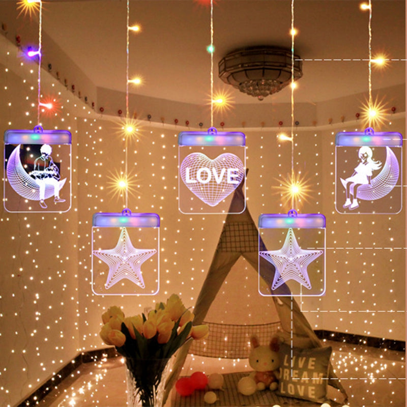 USB 3D Luminous Letters LED String Light Christmas Window Hanging Fairy Lamp for Garlands Indoor Decor DC5V