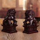 Red Chinese Resin Carving Fengshui Lion Fu Foo Dog Guardion Beast Statue Home Decorations