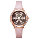 SHENGKE SK K0122 Fritillary Flower Pattern Dial Fashion Women Leather Strap Quartz Watch