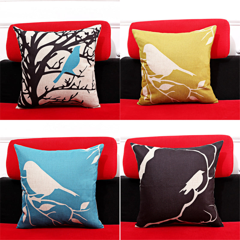 45x45cm Bird Square Pillow Case Cushion Cover Sofa Throw Home Bedroom Decor