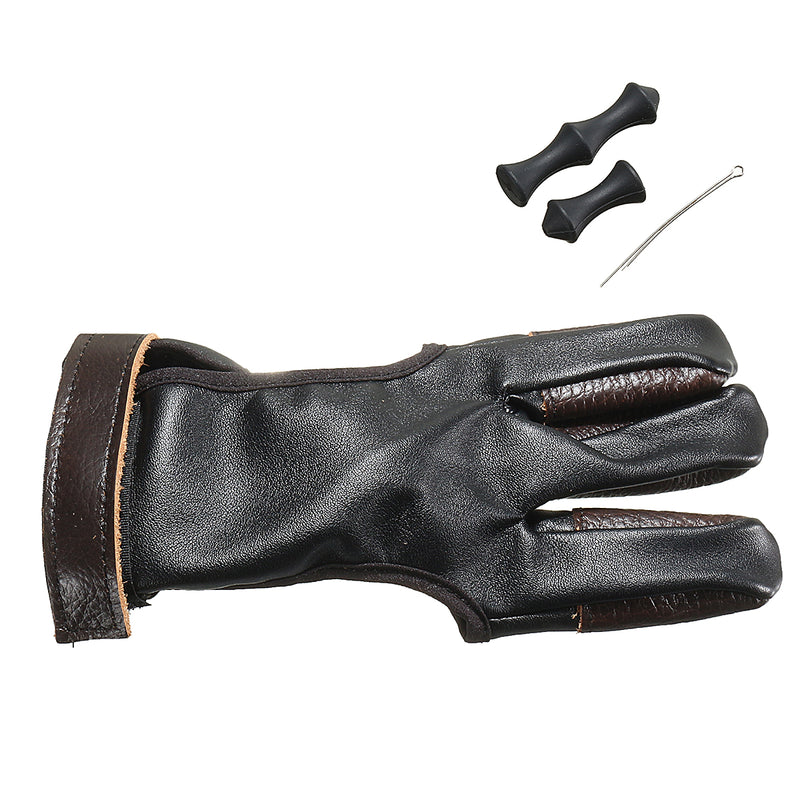 1Pcs Archery Finger Protect Glove 3 Finger Pull Bow Leather Shooting Glove  for Archery Hunting Shooting