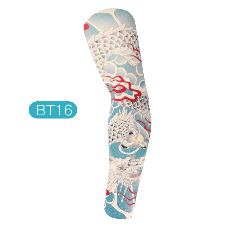 Ice Silk Sunscreen Arm Sleeves Printing Outdoor Riding Flower Arm Tattoo Arm Fishing Sleeve