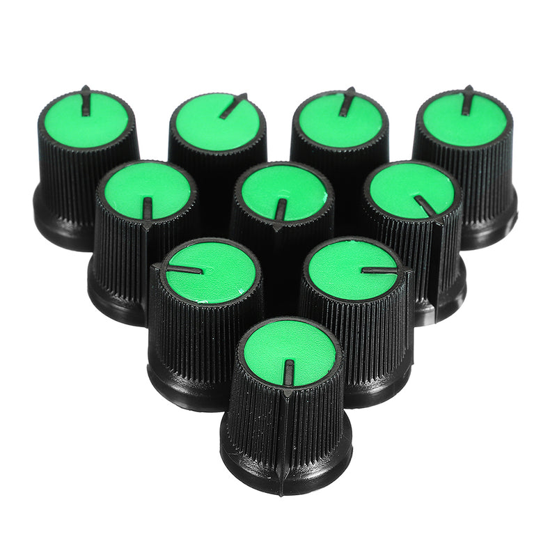 10Pcs Red/Blue/Orange/Grey/Green/White/Yellow Plastic For Rotary Taper Potentiometer Hole 6mm Knob