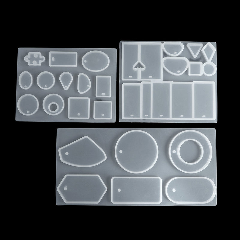3PCS DIY Pendant Epoxy Mold Set Jewelry Pendant Mould Craft
