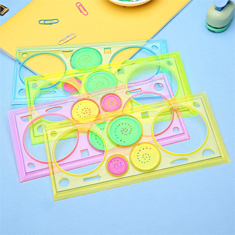 1 Pc Multi-functional Puzzle Ruler Set Spirograph Geometric Painting Template Ruler Drafting Tools For Students Drawing Toys Children Learning Art Tools