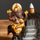 Backflow Incense Burner Ceramic Waterfall Smoke Lucky Elephant Incense Burner Holder for Home Decor Yoga Office Ornament with 10 Free Incense Cones