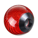 Universal Car Round Ball Shape Gear Shift Knob Black Red Carbon Fiber