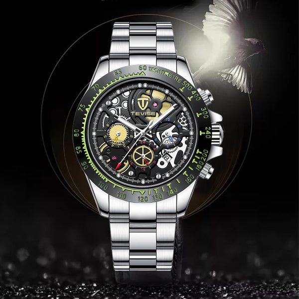 TEVISE T863 Date Display Business Style Automatic Mechanical Watch Full Steel Men Watches