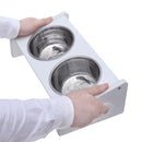 Raise Pet Bowls Cat Pet Food Water Bowl Stand Feeder w/ 2 Stainless Steel Bowls and Anti Slip Feet for Small Medium Cats and Dogs