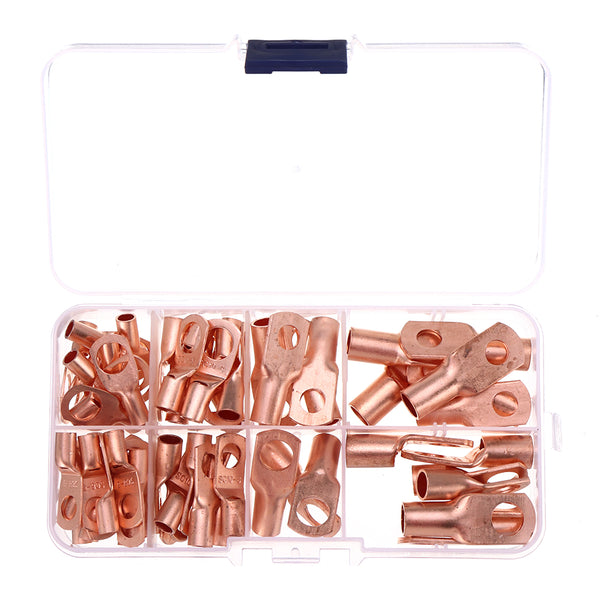 60Pcs SC Bare Terminals lug Tinned Copper Tube Lug Ring Seal Battery Wire Connector Bare Cable Crimped/Soldered Terminal Kit