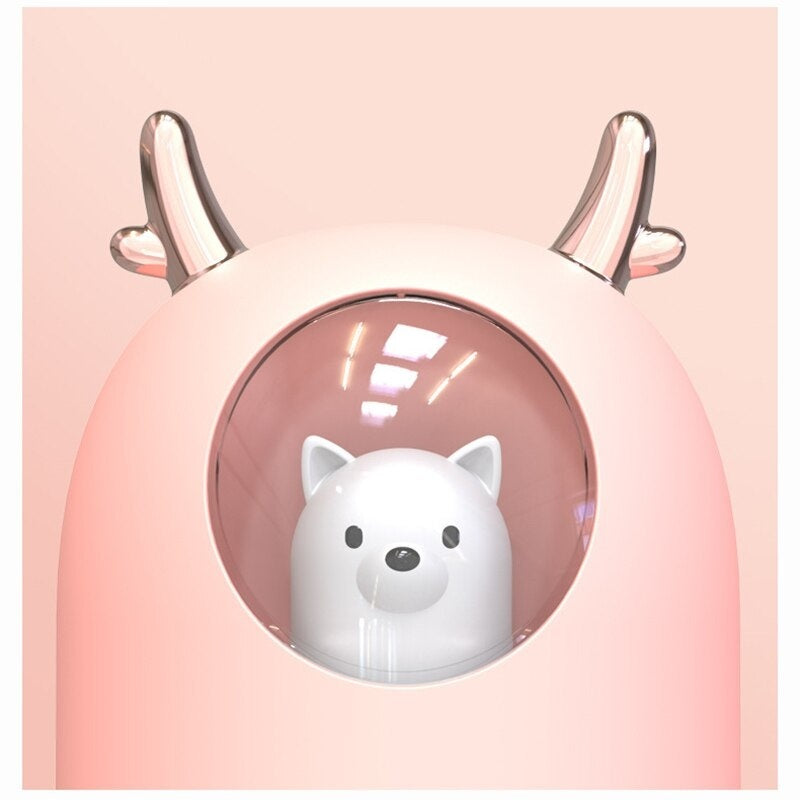 300ML USB Pets Air Humidifier LED Luminous Fine Fog Cool Steam Essential Oil Diffuser For Car Room