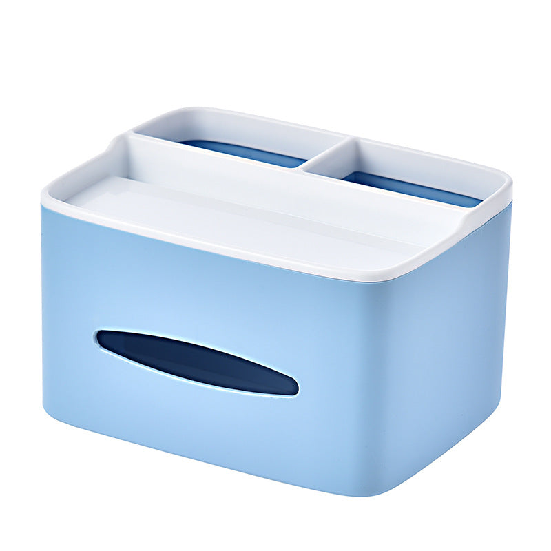 Multifunctional Tissue Box Desktop Plastic Pencil Pen Holder Remote Control Storage Box Sundries Organizer Office Home Supplies