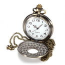 DEFFRUN Vintage Roma Steampunk Quartz Pendant Necklace Women Pocket Watch