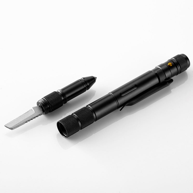 T06 Multi-functional Self Defensive Tactical Pen With Emergency LED Light Whistle Window Glass Breaker Cutter for Outdoor Survival