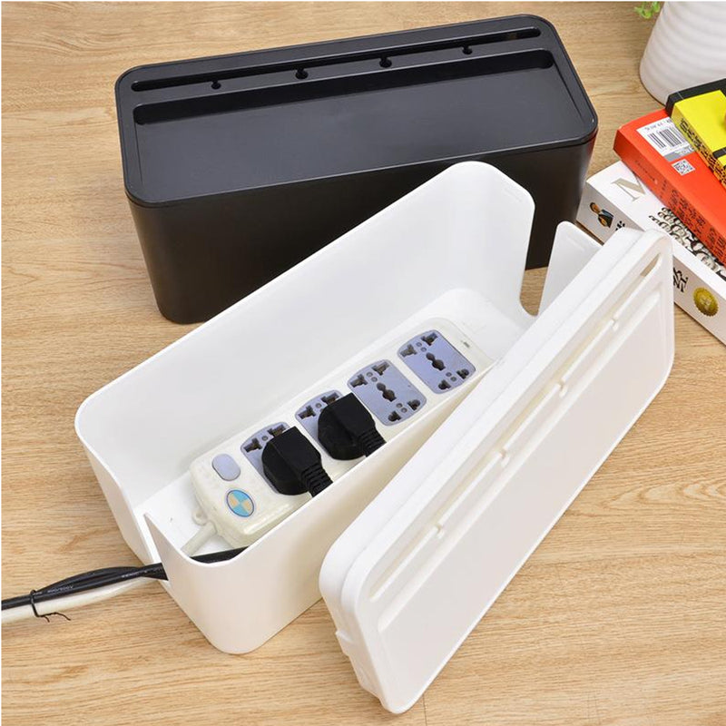 Cable Storage Box Case Wire Management Power Plug Cord Socket Safety Desktop Organizer