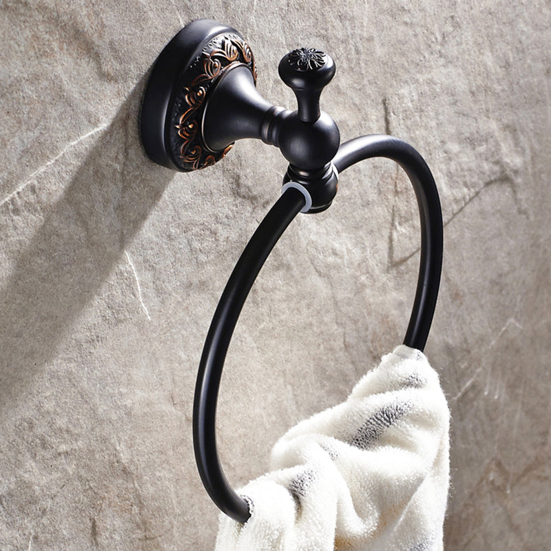Antique Black Space Copper Towel Ring Holder Bathroom Wall Mounted Rack Hanger
