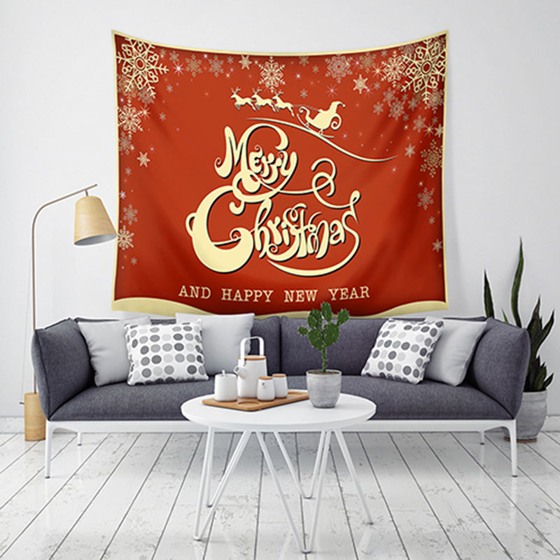 Loskii LWG7 Christmas Tapestry Santa Print Wall Hanging Tapestry Art Christmas Decorations For Home Deco