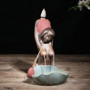Mermaid Ceramic Incense Burner Backflow Glaze Censer Cone Holder Decor Crafts