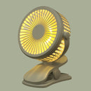 USB Charging Mini Electric Clip Table Fan 720 Degree Rotating 3 Gear Speeds Silent Cooling Fan with LED Night Light