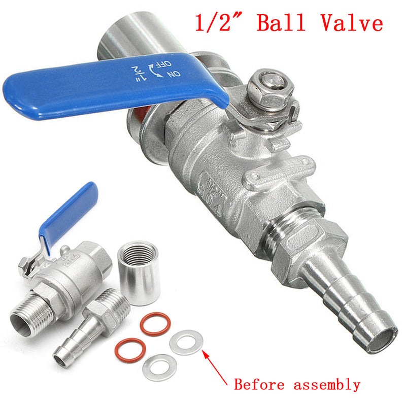 1/2 Inch Stainless Steel BSP Weldless Compact Ball Valve Barb Home Brew Beer Kettle Pot