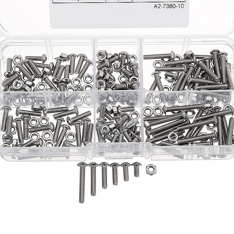 Suleve M3SH2 M3 Stainless Steel Hex Socket Button Head Cap Screw Bolts Nuts Assortment 240pcs