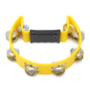 Musical Tambourine Hand Held with Double Row Metal Jingle Handle Percussion Instruments Orff Musical Instruments for Children