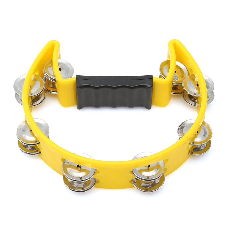 Musical Tambourine Hand Held with Double Row Metal Jingle Handle Percussion Instruments Orff Musical Instruments for Children