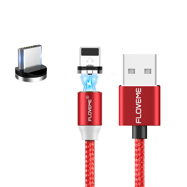 FLOVEME Micro USB LED Magnetic Braided Fast Charging Cable 1m For Redmi Note 4 4X S7 Edge S6