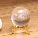 6cm Engraved Solar System Ball 3D Miniature Planets Model Crystal Ball Decorations + Stand