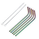 8pcs Stainless Steel Colorful Curved Straw Reusable Straw Set with 2 Brushes Storage Box