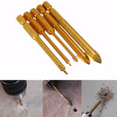 5pcs 3/4/6/8/10mm Titanium Coated Hex Shank Glass Drill Bit Set