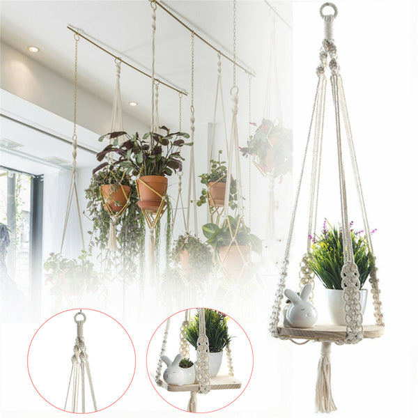 Flower Pot Holder Macrame Plant Hanger Hanging Planter Basket Cotton Rope Braided Craft