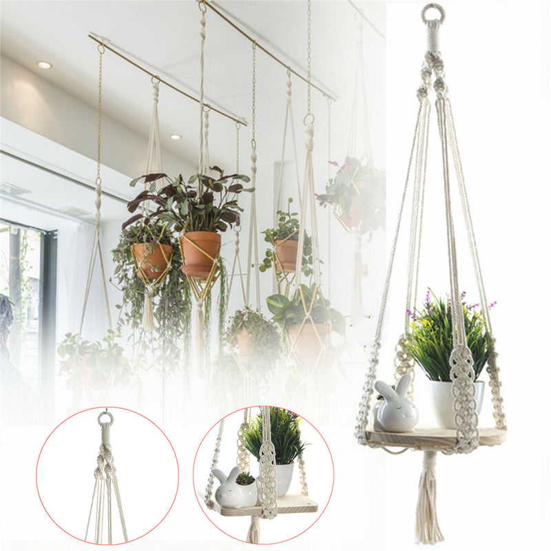 Flower Pot Holder Macrame Plant Hanger Hanging Planter Basket Cotton Rope Braided Craft