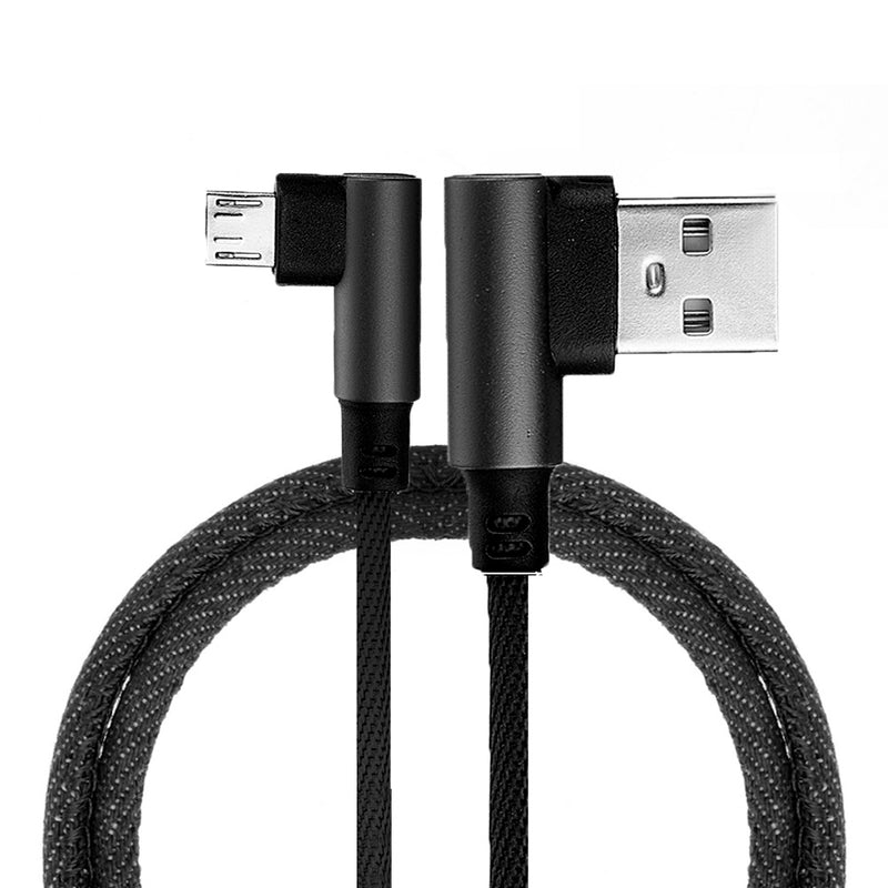 2M 90 Degree 2.4A Fast Charging Nylon Braided Data Cable For Smartphone Tablet