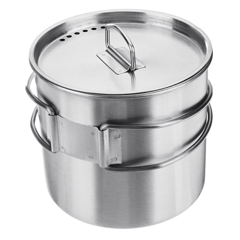 500ml Stainless Steel Cooking Pot Foldable Portable Camping Picnic BBQ Cooking Tool