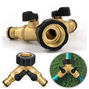 3/4" Brass 2 Way Hose Manifold Quick Connector Nozzle Y-Type Tap Water Splitter Garden Faucet Watering Pipe Adapter