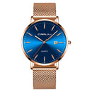 CRRJU 2161 Business Style Date Display Luxury Blue Dial Full Steel Strap Men Quartz Watch