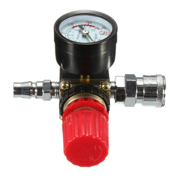 140PSI 1/4 Inch Air Pressure Regulator Relief with Gauge Hose Quick Release Compressor Fitting