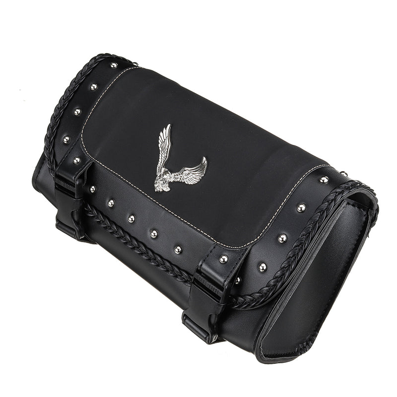 Black PU Leather Motorcycle Tool Bag Luggage Saddlebags Saddle Bag Universal For Harley