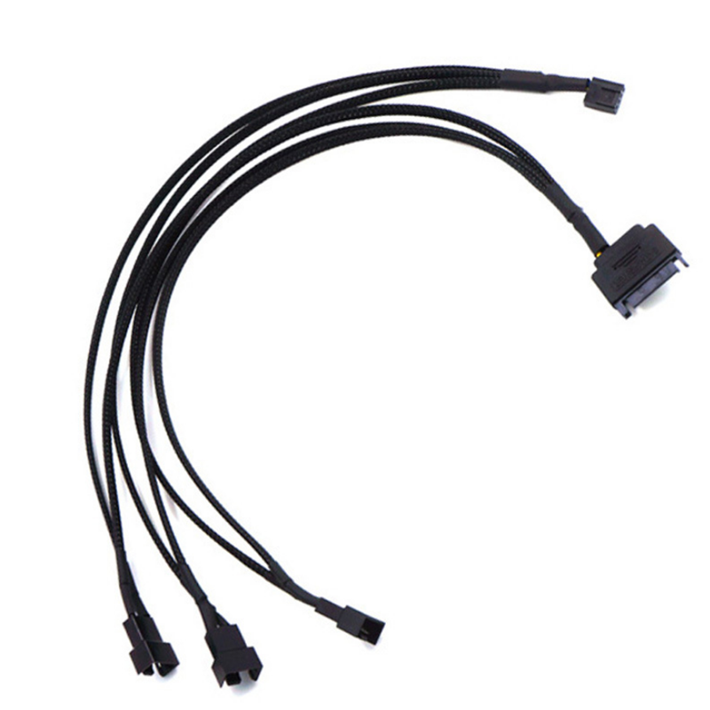 43cm SATA 1 to 3 4Pin CPU Cooling Fan PWM Temperature Control Power Cable Power Adapter Extension Lead Wire