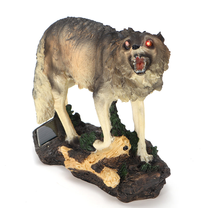 Solar Red Eyes Howling Wolf & Sensor Light Garden Ornament Office Decorations